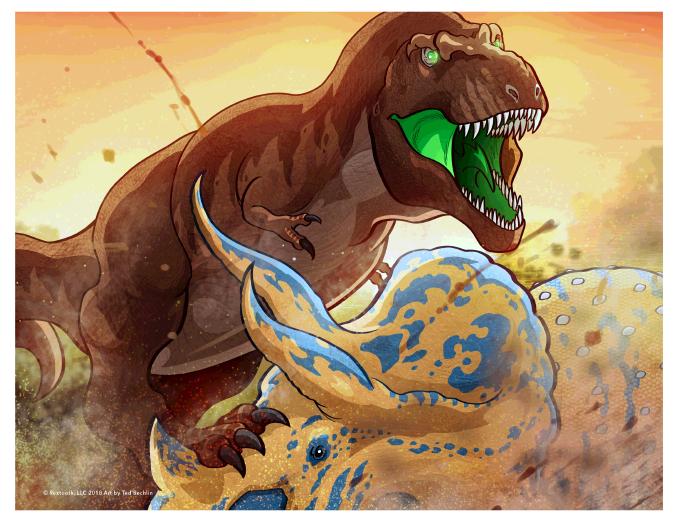 T. rex vs. Triceratops Art Print