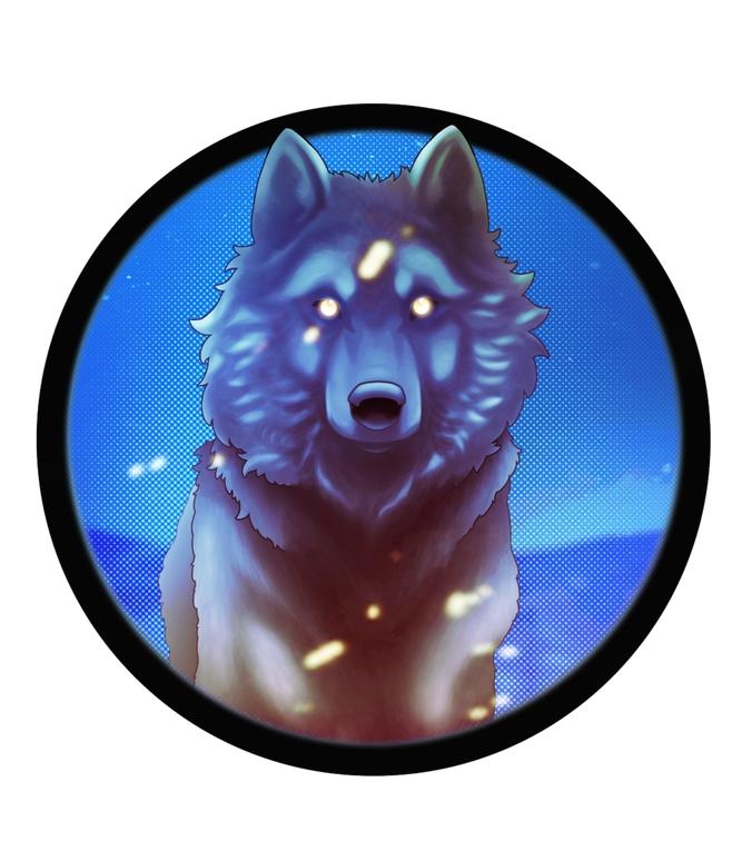 Blue Wolf Wood Key Ring